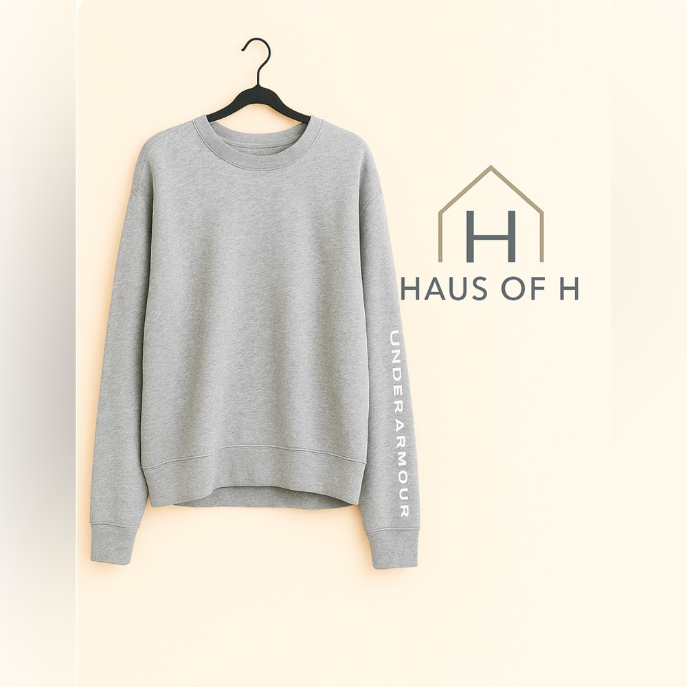 Under Armour Light Gray Logo Sleeve Crewneck Sweatshirt